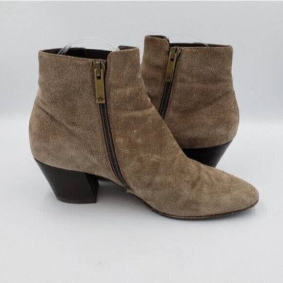 Aquatalia Tan Suede Ankle Boots Size 6.5 Side Zip Neutral - Picture 8 of 16